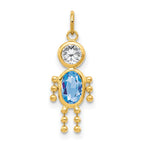 10k March Boy Light Blue Imitation Birthstone Charm