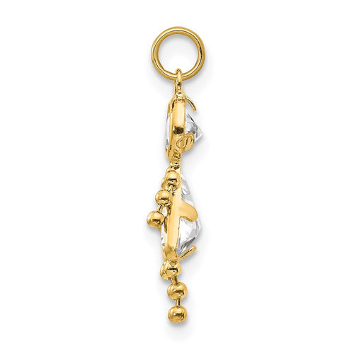 10k April Girl Clear Imitation Birthstone Charm