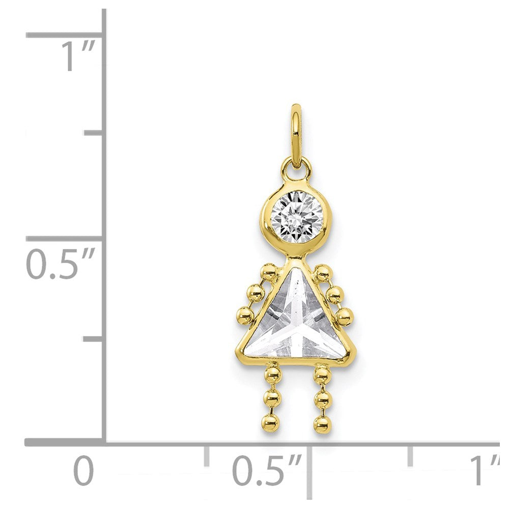 10k April Girl Clear Imitation Birthstone Charm