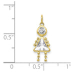 10k April Girl Clear Imitation Birthstone Charm