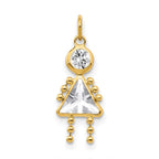10k April Girl Clear Imitation Birthstone Charm