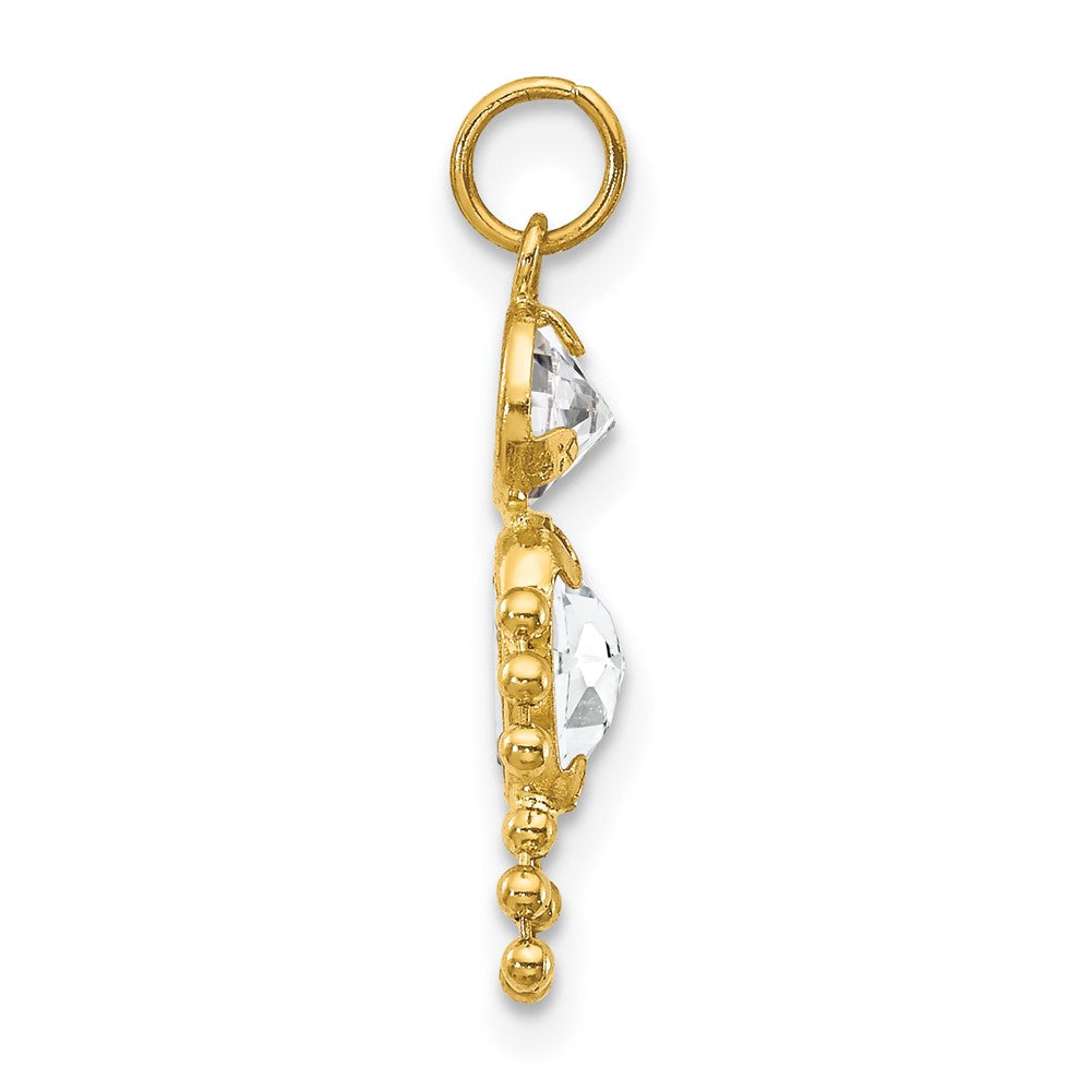 10k April Boy Clear Imitation Birthstone Charm