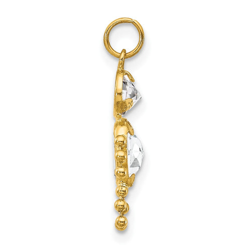 10k April Boy Clear Imitation Birthstone Charm