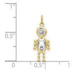 10k April Boy Clear Imitation Birthstone Charm
