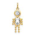 10k April Boy Clear Imitation Birthstone Charm
