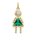 10k May Girl Green Imitation Birthstone Charm