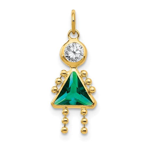 10k May Girl Green Imitation Birthstone Charm