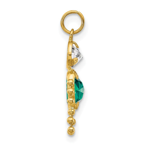 10k May Boy Green Imitation Birthstone Charm