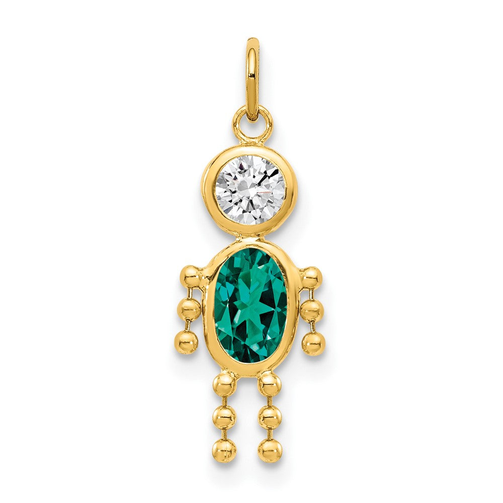 10k May Boy Green Imitation Birthstone Charm