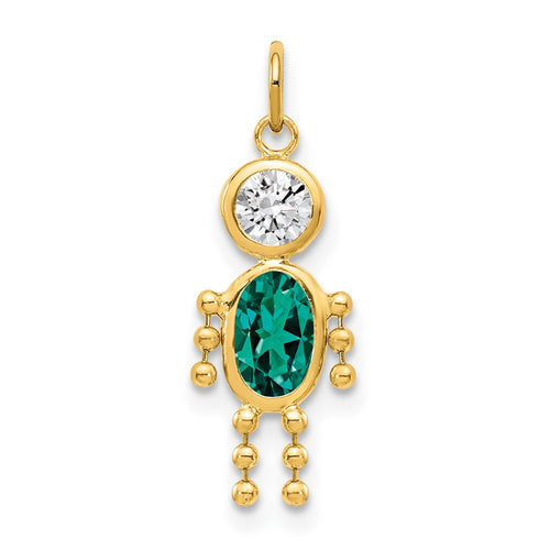 10k May Boy Green Imitation Birthstone Charm