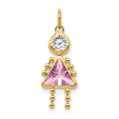 10k June Girl Lavender Imitation Birthstone Charm