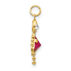 10k July Girl Red Imitation Birthstone Charm