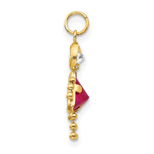10k July Girl Red Imitation Birthstone Charm