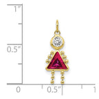 10k July Girl Red Imitation Birthstone Charm