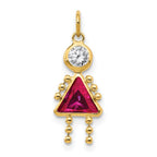 10k July Girl Red Imitation Birthstone Charm