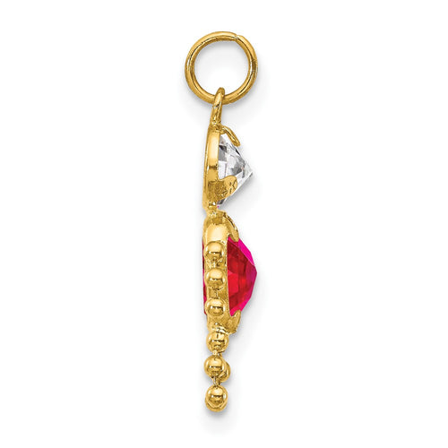 10k July Boy Red Imitation Birthstone Charm