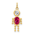 10k July Boy Red Imitation Birthstone Charm