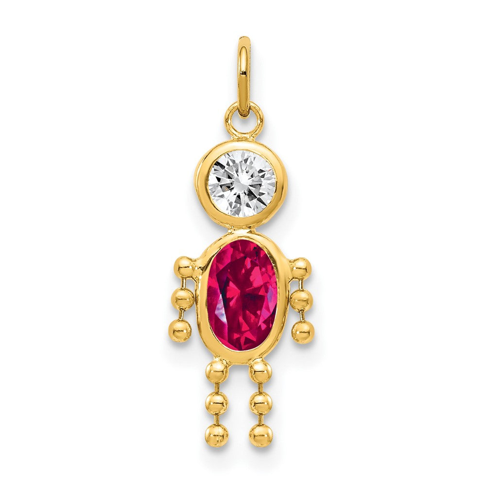 10k July Boy Red Imitation Birthstone Charm