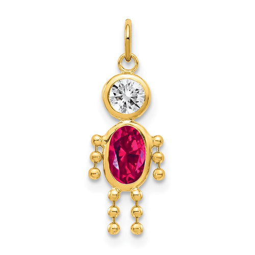 10k July Boy Red Imitation Birthstone Charm