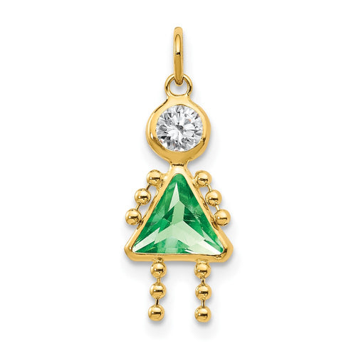 10k August Girl Light Green Imitation Birthstone Charm