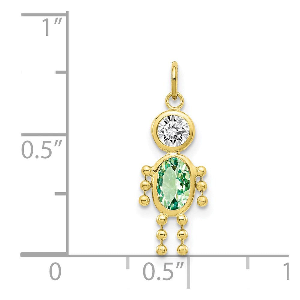 10k August Boy Light Green Imitation Birthstone Charm