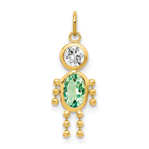 10k August Boy Light Green Imitation Birthstone Charm