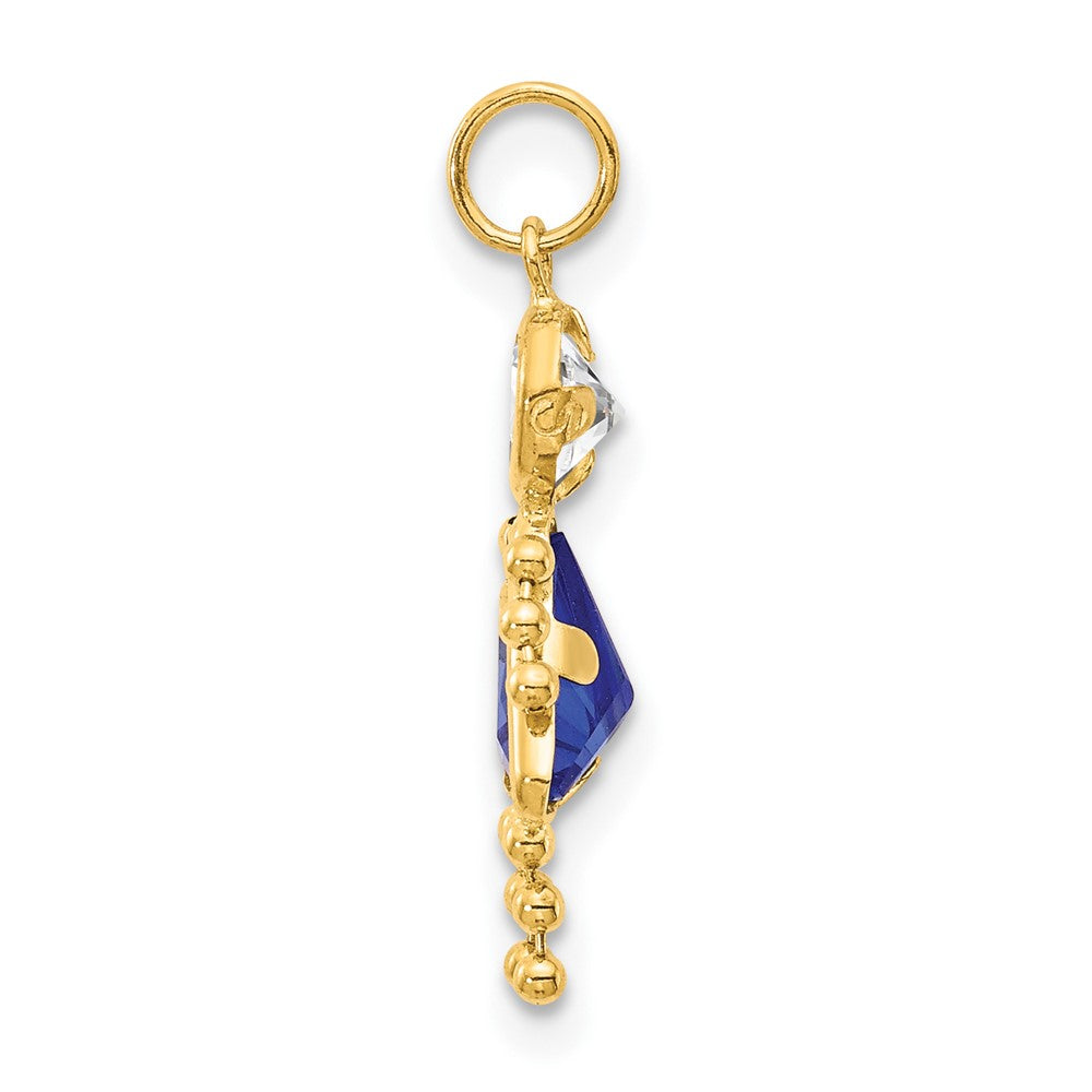10k September Girl Blue Imitation Birthstone Charm