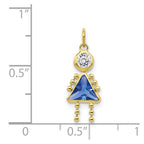 10k September Girl Blue Imitation Birthstone Charm