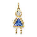 10k September Girl Blue Imitation Birthstone Charm