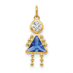 10k September Girl Blue Imitation Birthstone Charm