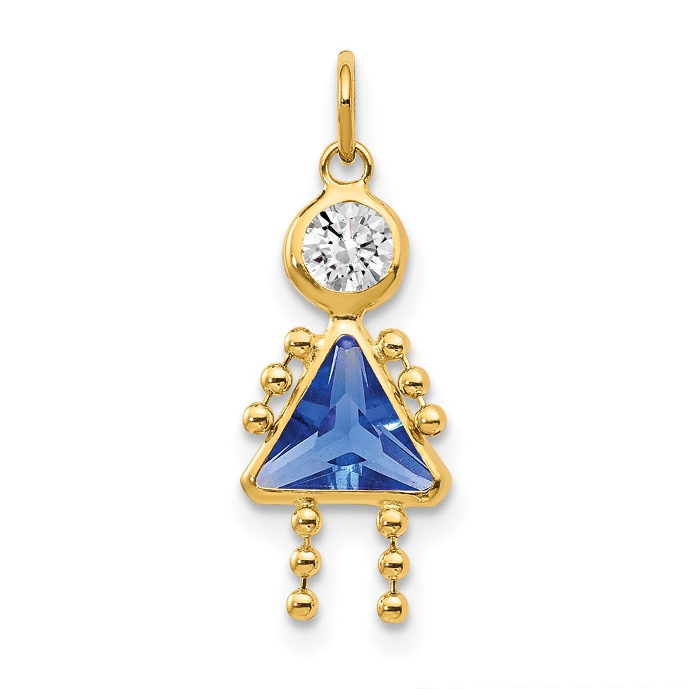 10k September Girl Blue Imitation Birthstone Charm