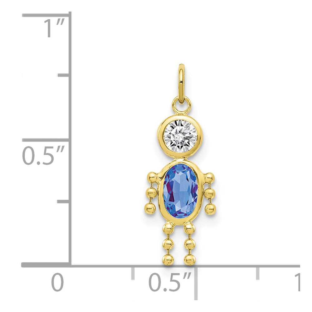 10k September Boy Blue Imitation Birthstone Charm
