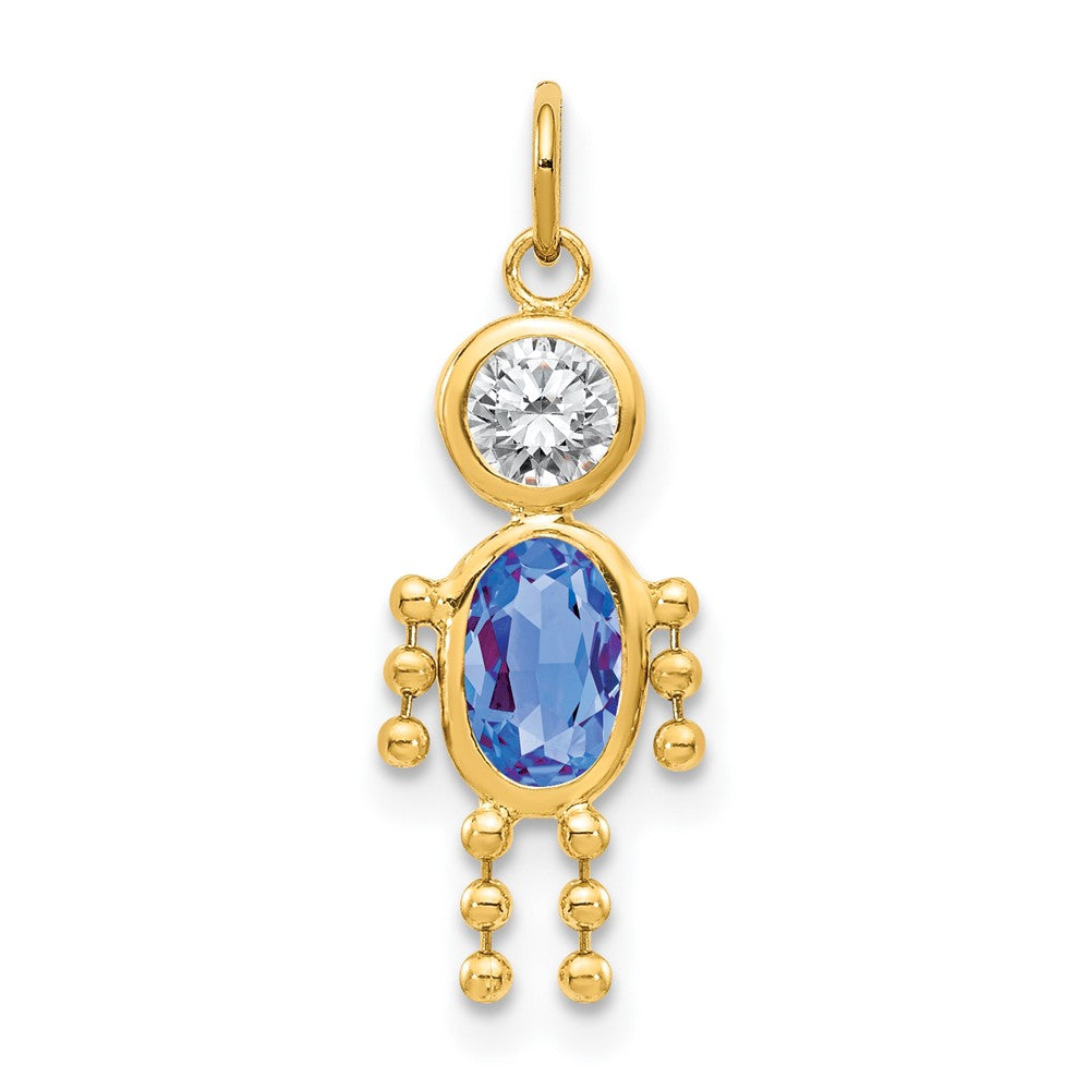 10k September Boy Blue Imitation Birthstone Charm