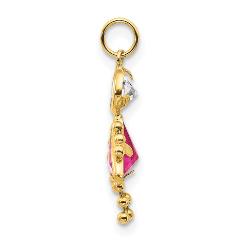 10k October Girl Pink Imitation Birthstone Charm