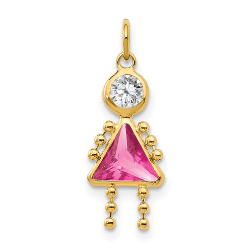 10k October Girl Pink Imitation Birthstone Charm