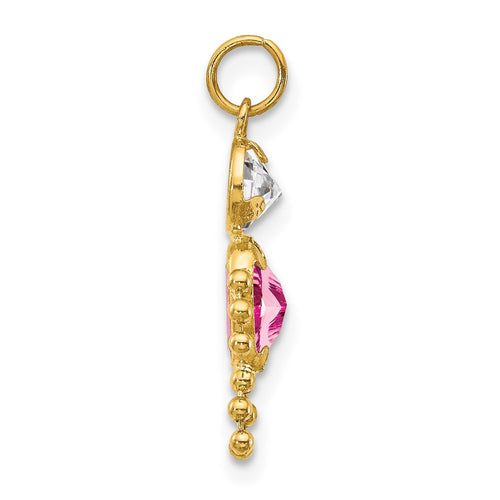 10k October Boy Pink Imitation Birthstone Charm