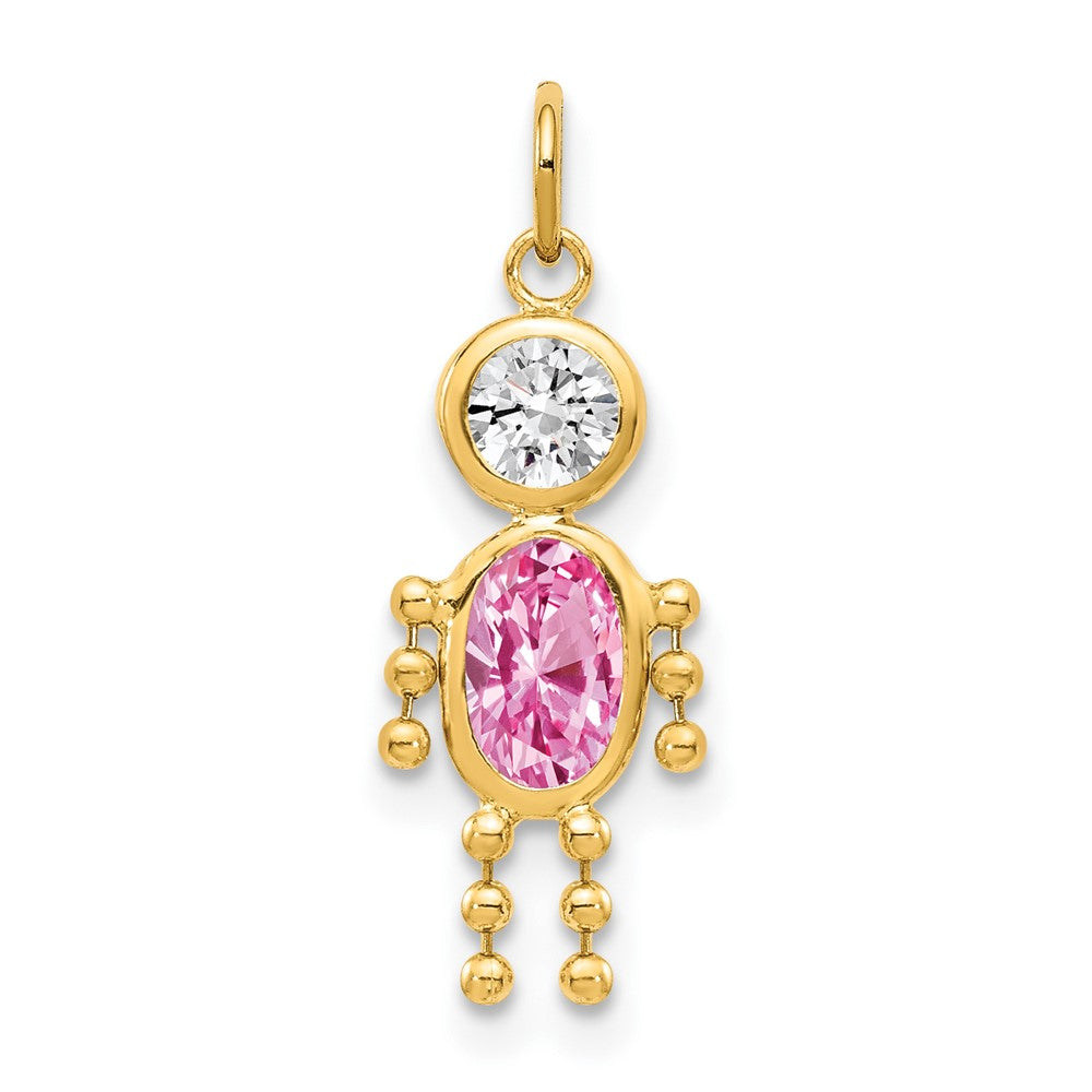 10k October Boy Pink Imitation Birthstone Charm