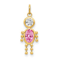 10k October Boy Pink Imitation Birthstone Charm