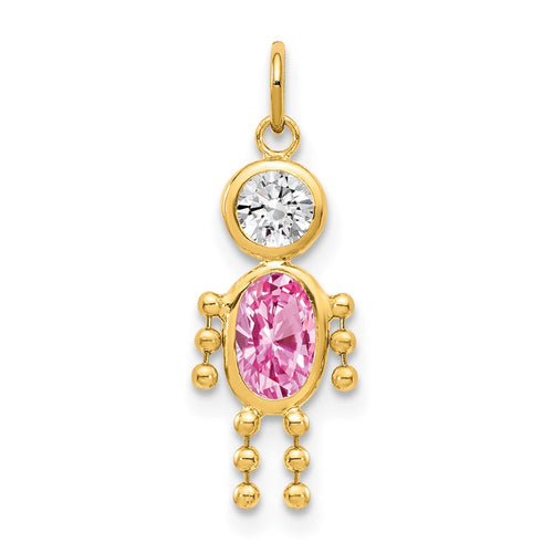 10k October Boy Pink Imitation Birthstone Charm