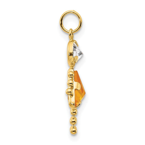 10k November Girl Yellow Imitation Birthstone Charm