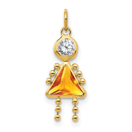 10k November Girl Yellow Imitation Birthstone Charm