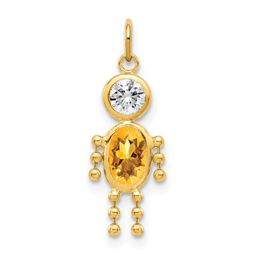 10k November Boy Yellow Imitation Birthstone Charm