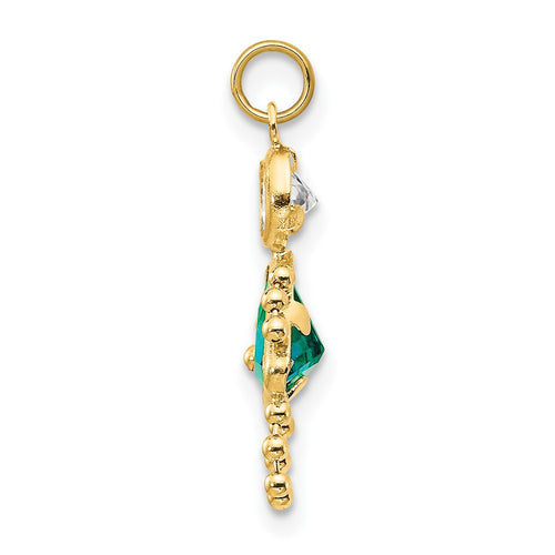 10k December Girl Blue-Green Imitation Birthstone Charm