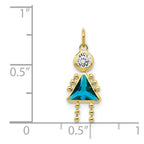 10k December Girl Blue-Green Imitation Birthstone Charm