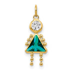 10k December Girl Blue-Green Imitation Birthstone Charm