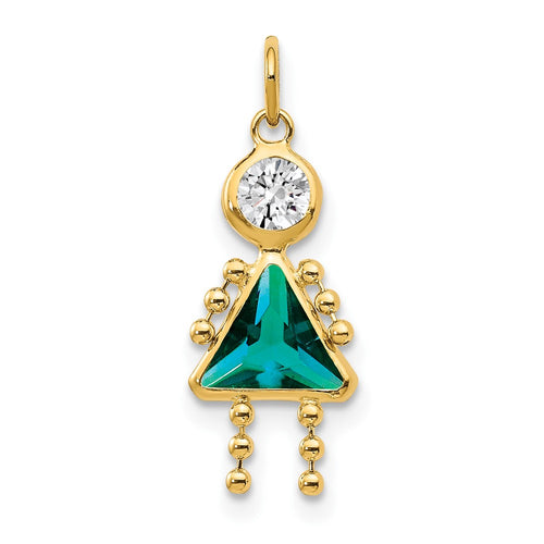 10k December Girl Blue-Green Imitation Birthstone Charm