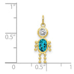 10k December Boy Blue-Green Imitation Birthstone Charm