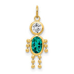 10k December Boy Blue-Green Imitation Birthstone Charm