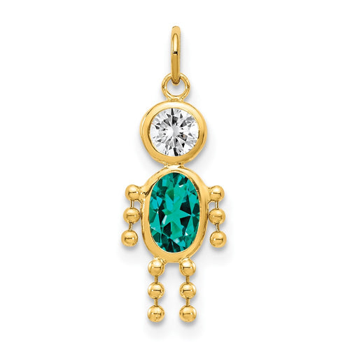 10k December Boy Blue-Green Imitation Birthstone Charm