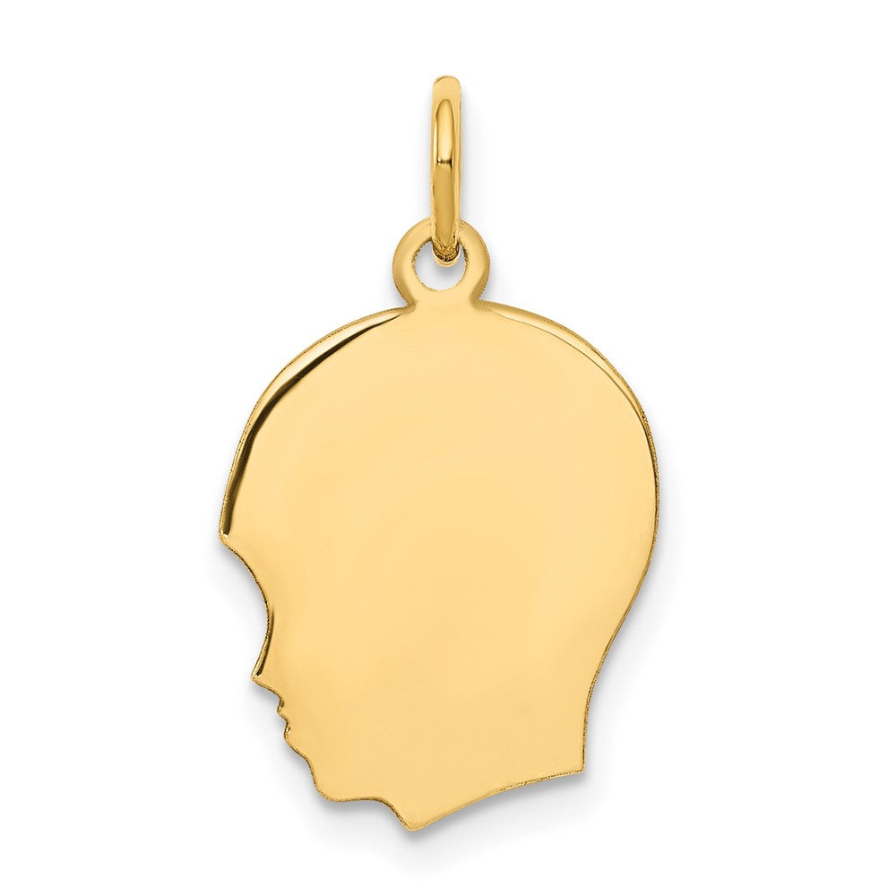 10K Plain Medium .013 Gauge Facing Right 12x15mm Engravable Boy Head Charm